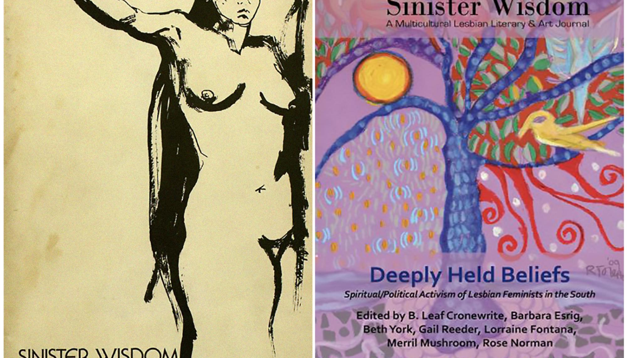 Portadas del primer número y el más reciente de ‘Sinister Wisdom’ (1976-2022)